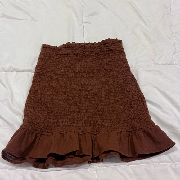 Abercrombie & Fitch Tops - Abercrombie & Fitch Chocolate Brown Smocked Ruffle tube top/ mini skirt